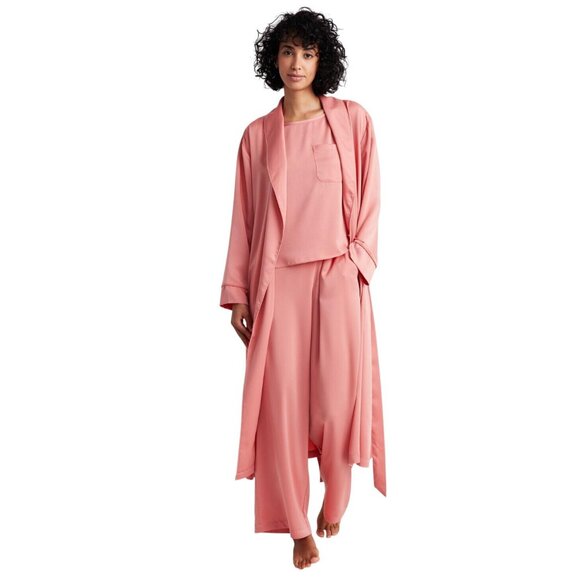 NWT State Of Day State of Day Womens Belted Shawl-Collar Robe Sea Coral Pink M